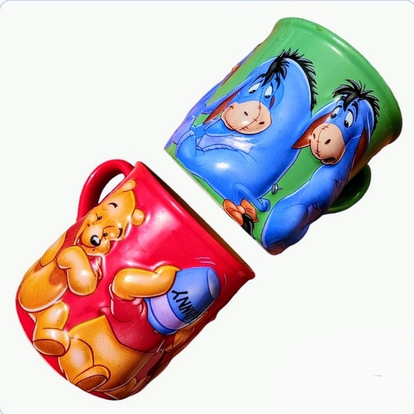 Disney Other - Disney Winnie the Pooh & Eeyore 3D Puffy X-Large  Coffee Mugs